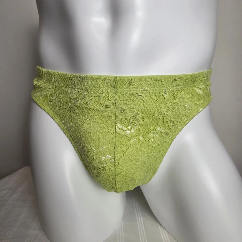 Cosabella Never‎ Say Never Mens Lace Thong Lime Green Floral Low Rise Underwear